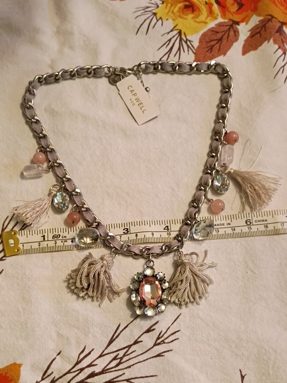 Capwell Pink Crystal Tassel Pendant Necklace